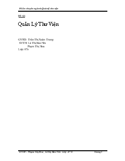 Đề tài Quản lý thư viện