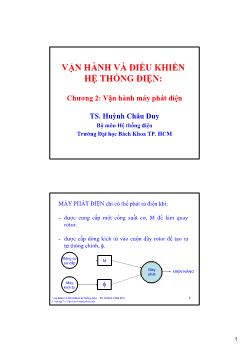 Bài giảng Vận hành và điều khiển hệ thống điện: Chương 2- Vận hành máy phát điện