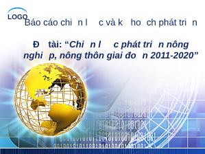 Đề tài Chiến lược phát triển nông nghiệp, nông thôn giai đoạn 2011 - 2020
