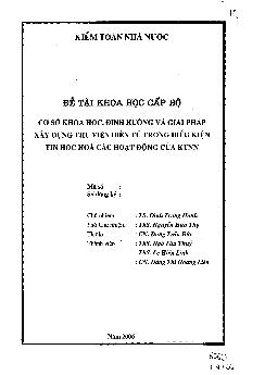 Đề tài Cơ sở khoa học định hướng và giải pháp xây dựng thư viện điện tử trong điều kiện tin học hóa các hoạt động cảu khoa học tự nhiên