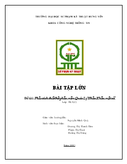 Đề tài Phân tích thiết kế phần mềm Quản Lý Nhân Khẩu một xã