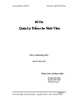 Đề tài Quản lý điểm cho sinh viên