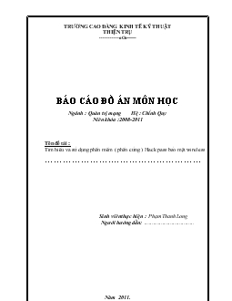 Đề tài Tìm hiểu và sử dụng phần mềm (phần cứng) Hack pass bảo mật wireless