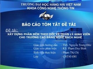 Đề tài Xây dựng phần mềm theo dõi và quản lý sinh viên cho trường cao đẳng nghề bách nghệ