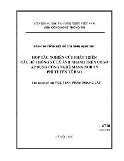Hợp tác nghiên cứu phát triển các hệ thống xử lý ảnh nhanh trên cơ sở áp dụng công nghệ mạng nơron phi tuyến tế bào
