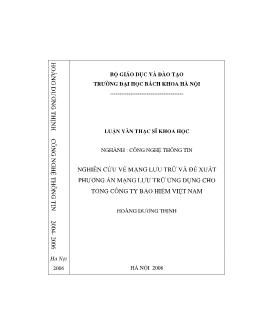 Luận văn Nghiên cứu về mạng lưu trữ và đề xuất phương án mạng lưu trữ ứng dụng cho tổng công ty bảo hiểm Việt Nam