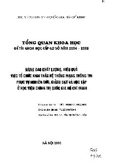 Nâng cao chất lượng, hiệu quả việc tổ chức khai thác hệ thống mạng thông tin phục vụ nghiên cứu, giảng dạy và học tập ở học viện chính trị quốc gia Hồ Chí Minh