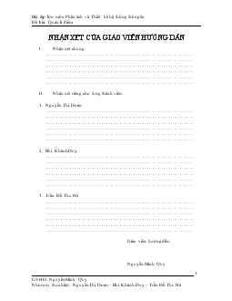 Phân tích và Thiết kế hệ thống thông tin