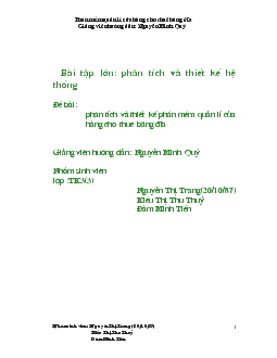 Phân tích và thiết kế phần mềm quản lí cửa hàng cho thuê băng đĩa