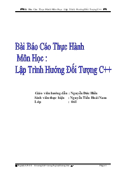 Báo cáo Bài thực hành - Môn học: Lập trình hướng đối tượng C++