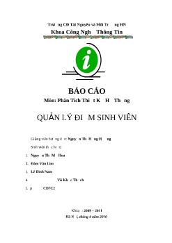 Báo cáo Quản lý điểm sinh viên