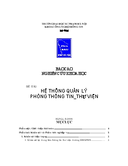 Đề tài Hệ thống quản lý phòng thông tin - Thư viện
