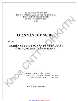 Đề tài Nghiên cứu một số vấn đề về bảo mật ứng dụng Web trên Internet