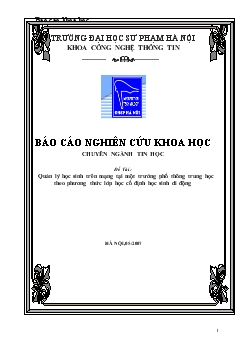 Đề tài Quản lý học sinh trên mạng tại một trường phổ thông trung học theo phương thức lớp học cố định học sinh di động