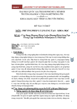 Đề tài Ứng dụng phương pháp luận - Phương pháp sáng tạo trong lập trình phần mềm quản lí thư viện