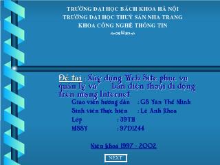 Đề tài Xây dựng Web Site phục vụ quản lý và bán điện thoại di động trên mạng Internet
