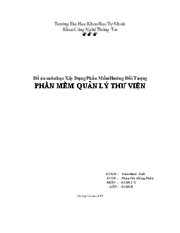 Đồ án Môn học xây dựng phần mềm hướng đối tượng phần mềm quản lý thư viện