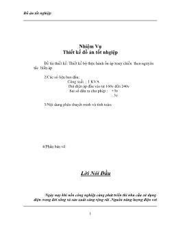 Đồ án Thiết kế bộ thực hành ổn áp xoay chiều theo nguyên tắc biến áp
