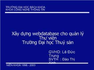 Đồ án Xây dựng webdatabase cho quản lý thư viện trường đại học thuỷ sản