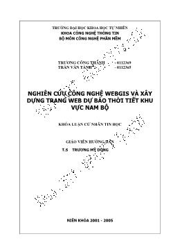 Giáo dục công nghệ webgis và xây dựng trang web dự báo thời tiết khu vực Nam bộ