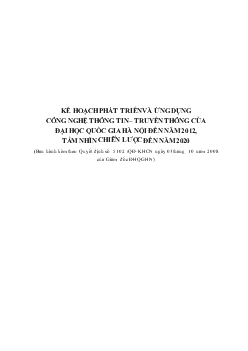 Kế hoạch phát triển và ứng dụng công nghệ thông tin – Truyền thông của đại học quốc gia Hà Nội đến năm 2012, tầm nhìn chiến lược đến năm 2020
