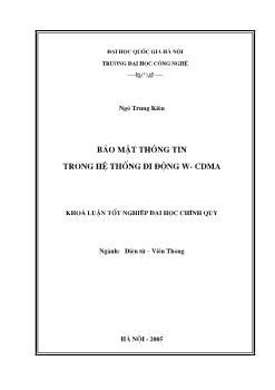 Khóa luận Bảo mật thông tin Trong hệ thống Di động W- CDMA
