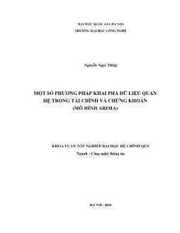 Khóa luận Một số phương pháp khai phá dữ liệu quan hệ trong tài chính và chứng khoán (mô hình arima)