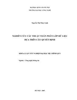 Khóa luận Nghiên cứu các thuật toán phân lớp dữ liệu dựa trên cây quyết định
