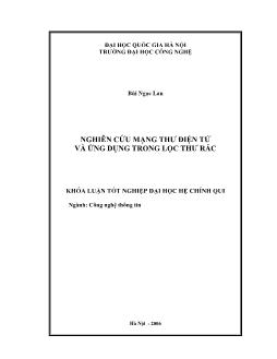 Khóa luận Nghiên cứu mạng thư điện tử và ứng dụng trong lọc thư rác