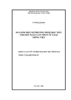 Khóa luận So sánh một số phương pháp học máy cho bài toán gán nhãn từ loại Tiếng Việt