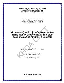 Khóa luận Xây dựng bộ ngữ liệu để đánh giá bằng Tiếng Việt và chương trình trợ giúp đánh giá các hệ tìm kiếm thông tin