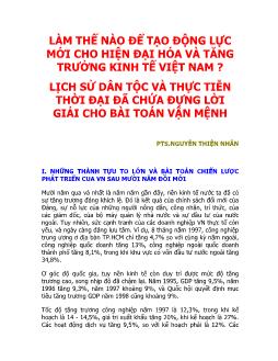 Làm thế nào để tạo động lực mới cho hiện đại hóa và tăng trưởng kinh tế Việt Nam
