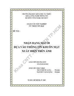 Luận văn Nhận dạng người dựa vào thông tin khuôn mặt xuất hiện trên ảnh