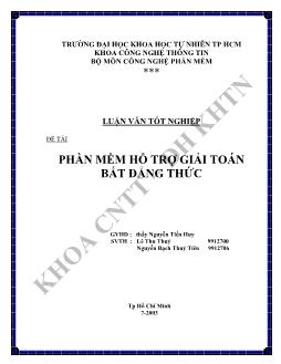 Luận văn Phần mềm hỗ trợ giải toán bất đẳng thức