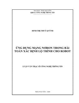 Luận văn Ứng dụng mạng nơron trong bài toán xác định lộ trình cho robot