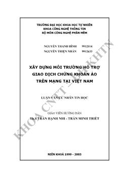 Luận văn Xây dựng môi trường hỗ trợ giao dịch chứng khoán ảo trên mạng tại Việt Nam