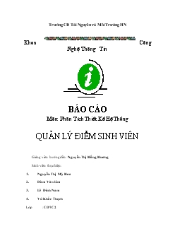 Môn phân tích thiết kế kế hệ thống - Quản lý điểm sinh viên