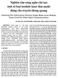 Nghiên cứu công nghệ chế tạo một số loại module laser đơn mode dùng cho truyền thông quang