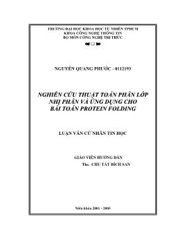 Nghiên cứu thuật toán phân lớp nhị phân và ứng dụng cho bài toán protein folding