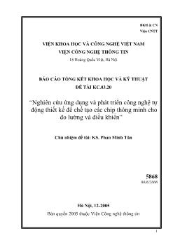 Nghiên cứu ứng dụng và phát triển công nghệtự động thiết kế đểchếtạo các chip thông minh cho đo lường và điều khiển