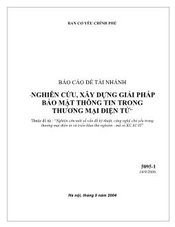 Nghiên cứu, xây dựng giải pháp bảo mật thông tin trong thương mại điện tử