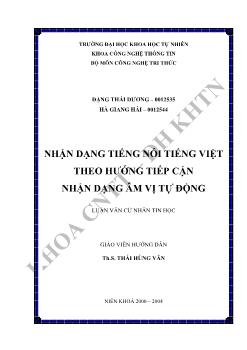 Nhận dạng tiếng nói tiếng Việt theo hướng tiếp cận nhận dạng âm vị tự động