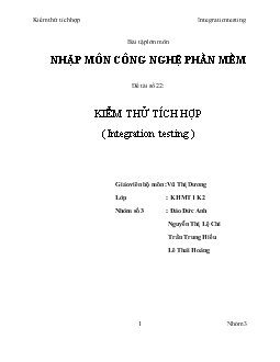 Nhập môn công nghệ phần mềm - Kiểm thử tích hợp