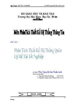 Phân tích thiết kế hệ thống quản lý đề tài tốt nghiệp