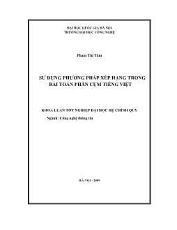 Sử dụng phương pháp xếp hạng trong bài toán phân cụm Tiếng Việt