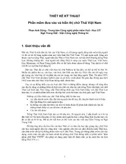 Thiết kế kỹ thuật phần mềm đưa vào và hiển thị chữ thái Việt Nam