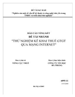 Thử nghiệm kê khai thuế giá trị gai tăng qua mạng internet