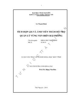 Tích hợp gis và ảnh viễn thám hỗ trợ quản lý vùng ven biển Hải Phòng