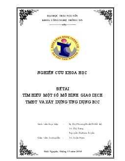Tìm hiểu một số mô hình giao dịch thương điện tử và xây dựng ứng dụng b2c