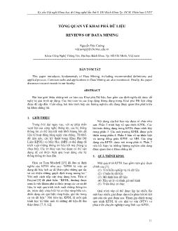 Tổng quan về khai phá dữ liệu reviews of data mining